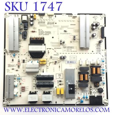 FUENTE DE PODER ORIGINAL PARA TV LG / NUMERO DE PARTE EAY65893204 / LGP75-20UL12 / EPCC24CB1C / 3PCR03038A / PANEL NC750EQH-ABLH1 / DISPLAY HV750QUB-E7F / MODELO 75QNED80UQA / 75QNED80AQA
